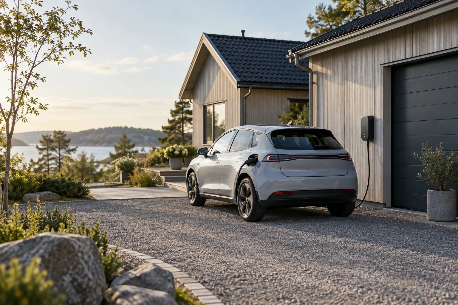Laddbox hemma – AI-genererad illustration av projektets bostadsmiljö.